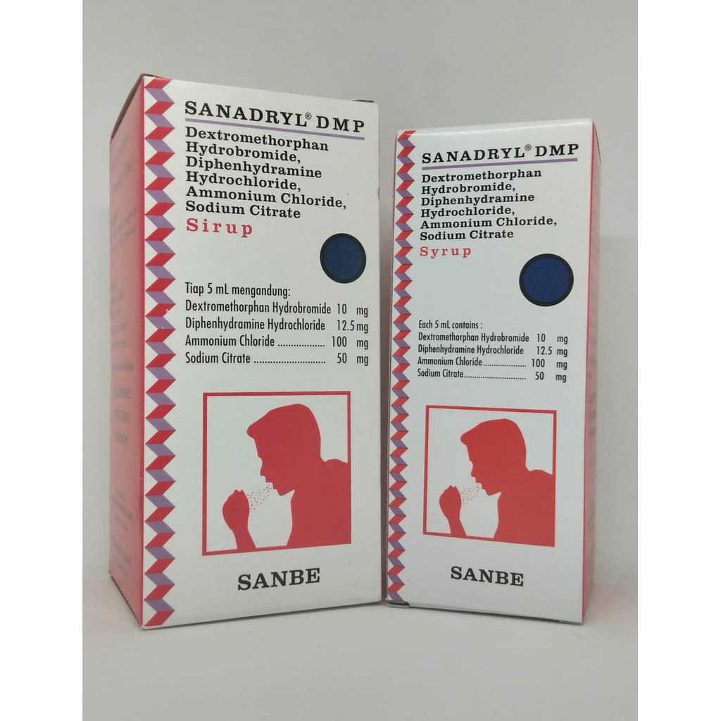 Sanadryl DMP syrup - Obat Batuk Kering disertai Alergi