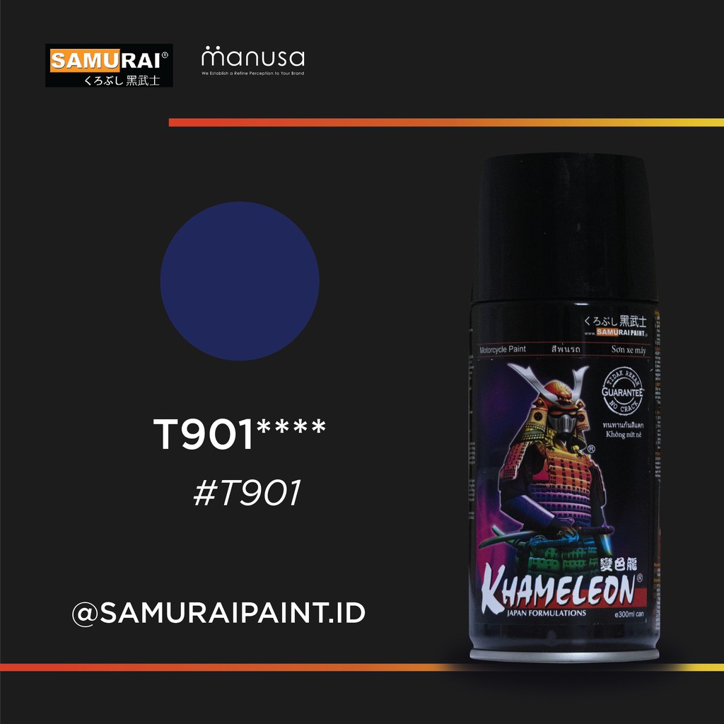 Cat Semprot Samurai Paint Khameleon Warna Navy Blue T901 Bunglon Biru Navy T901 - Cat Aerosol Kualit