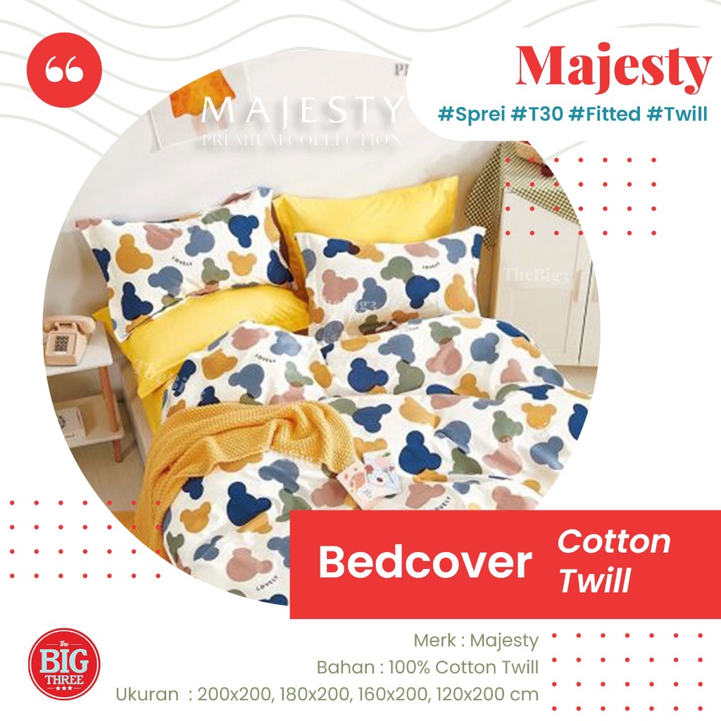 MAJESTY Bedcover + Sprei 180x200 Tinggi 30 Atmosphia Aspire Ocean Eynory Cactus Land Silver Dove Massiva Olive Square Tropical BC 180 160 T30