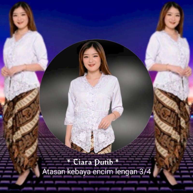 Atasan Kebaya Encim Modern Aplikasi Renda Brokat