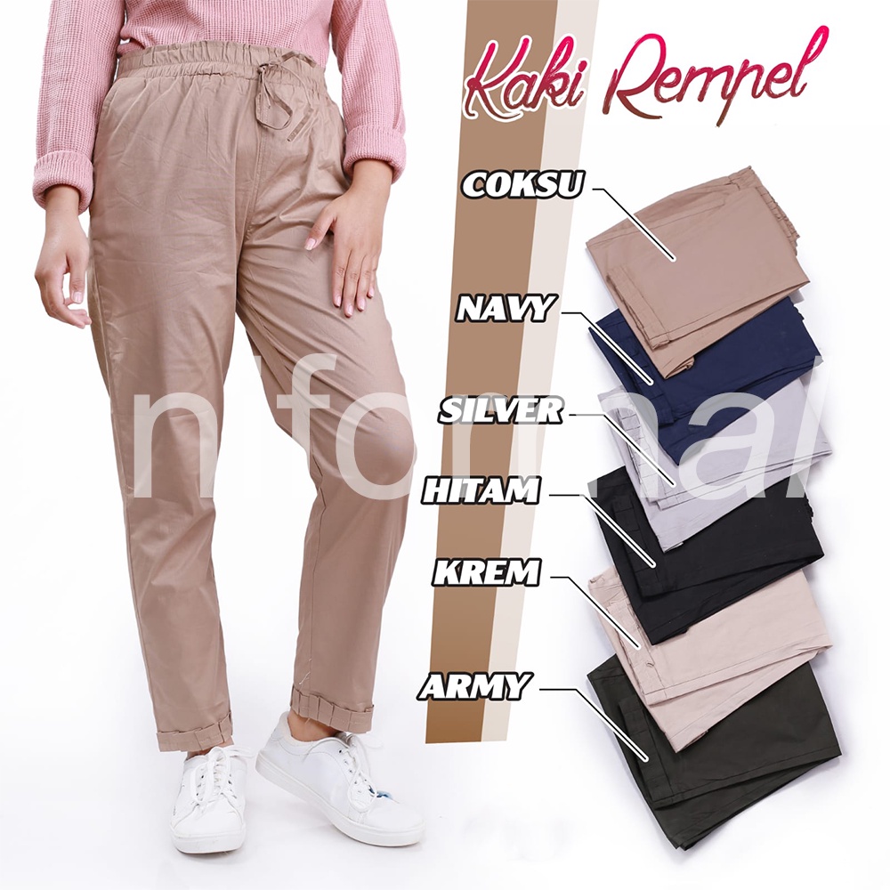 CELANA / FULL KARET / TALI PINGGANG / REMPEL BAWAH / KATUN / WANITA / PEREMPUAN / STRETCH / PINGGANG KARET /ANTI BEGAH / CLANA WANITA COTTON PANTS / KERJA PENSIL PANJANG / KANTOR / KANTORAN / KULIAH