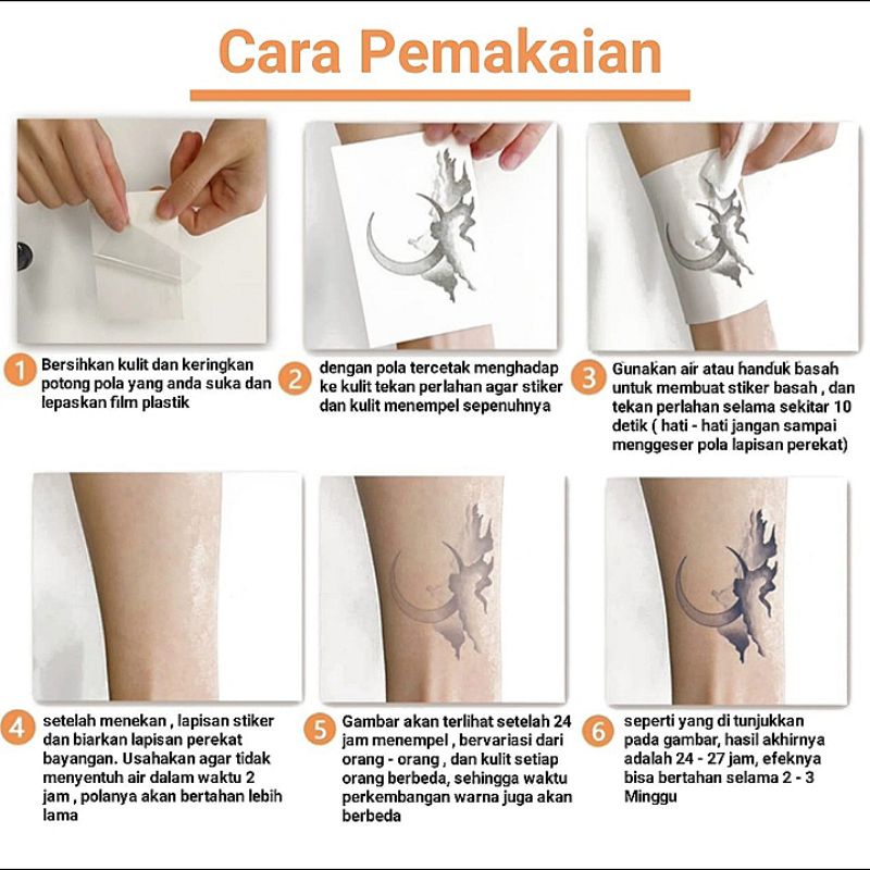 Tato Temporer tahan lama ll semi permanent tato 20pcs/sheet