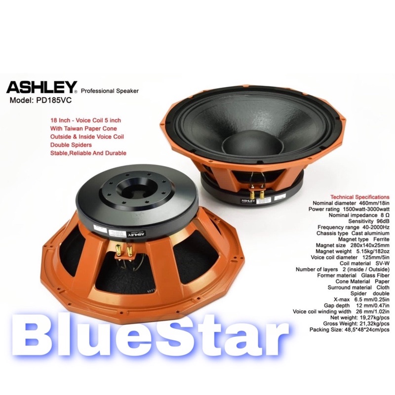 Speaker Component Ashley PD 185VC 
18 inch Original Ashley PD185VC