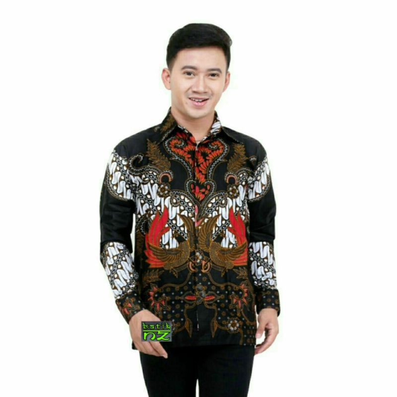 Baju Batik Pria Lengan Panjang BSWART Kemeja Batik Pria Lengan Panjang HRB026 Kenongo Kemeja Panjang Padi Termurah