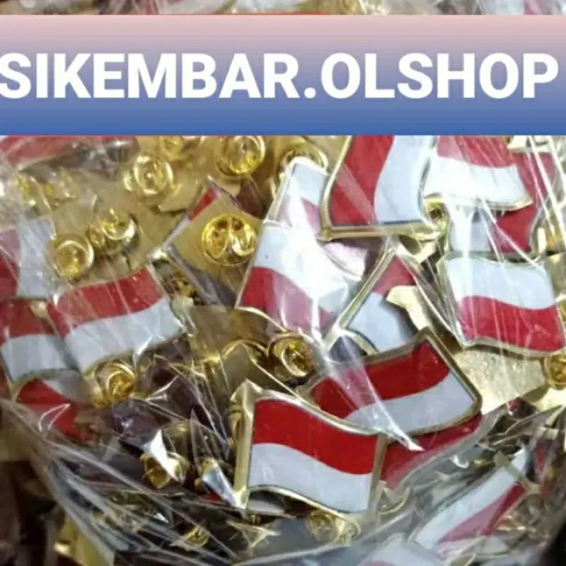 Pin Bendera Indonesia Berkibar Pin Bendera Merah Putih Berkibar 2.5CM Kuningan Paku
