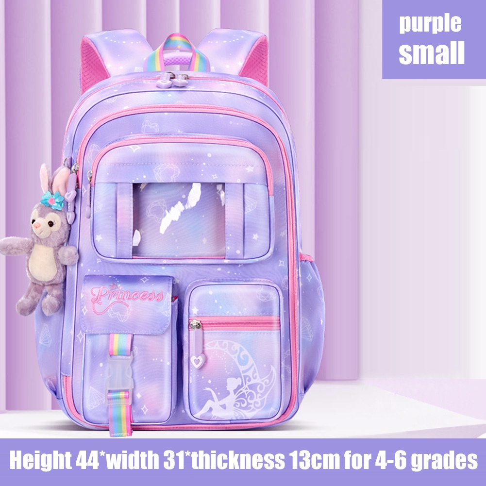 Tas sekolah sekolah dasar baru kulkas samping bukaan ringan tas sekolah berkapasitas besar untuk mengurangi beban tas sekolah anak perempuan impian tas ransel anak cocok untuk kelas 1-6-large purple