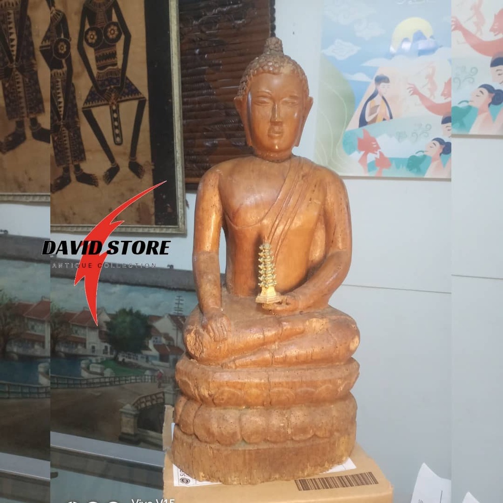 Barang Antik Patung Kayu Budha Kuno Jadul Antik