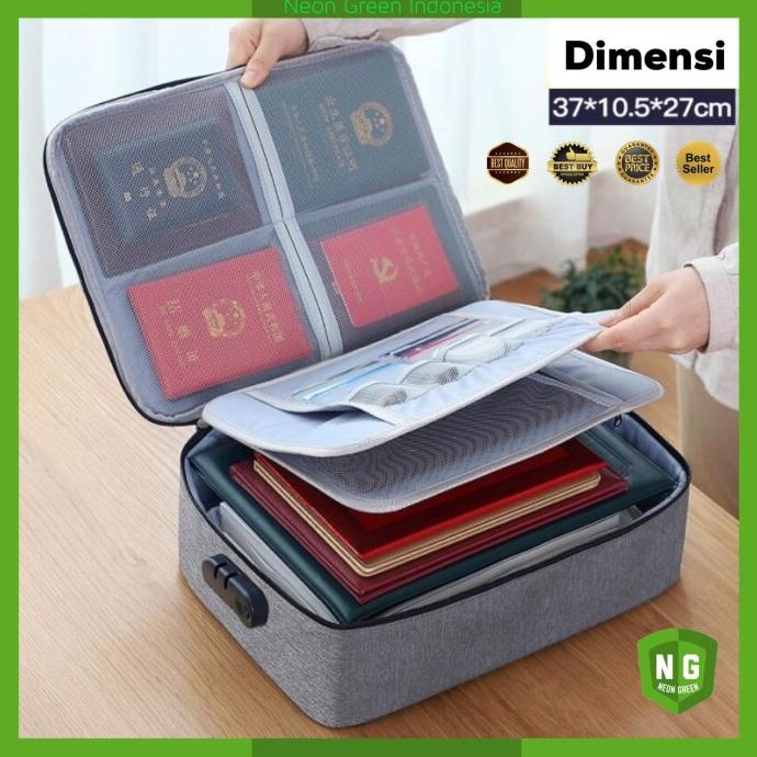

(((COD))) Tas Dokumen Anti Air Storage Box File 3 Digit Password Travel Bag Lock PROMOKode 2809