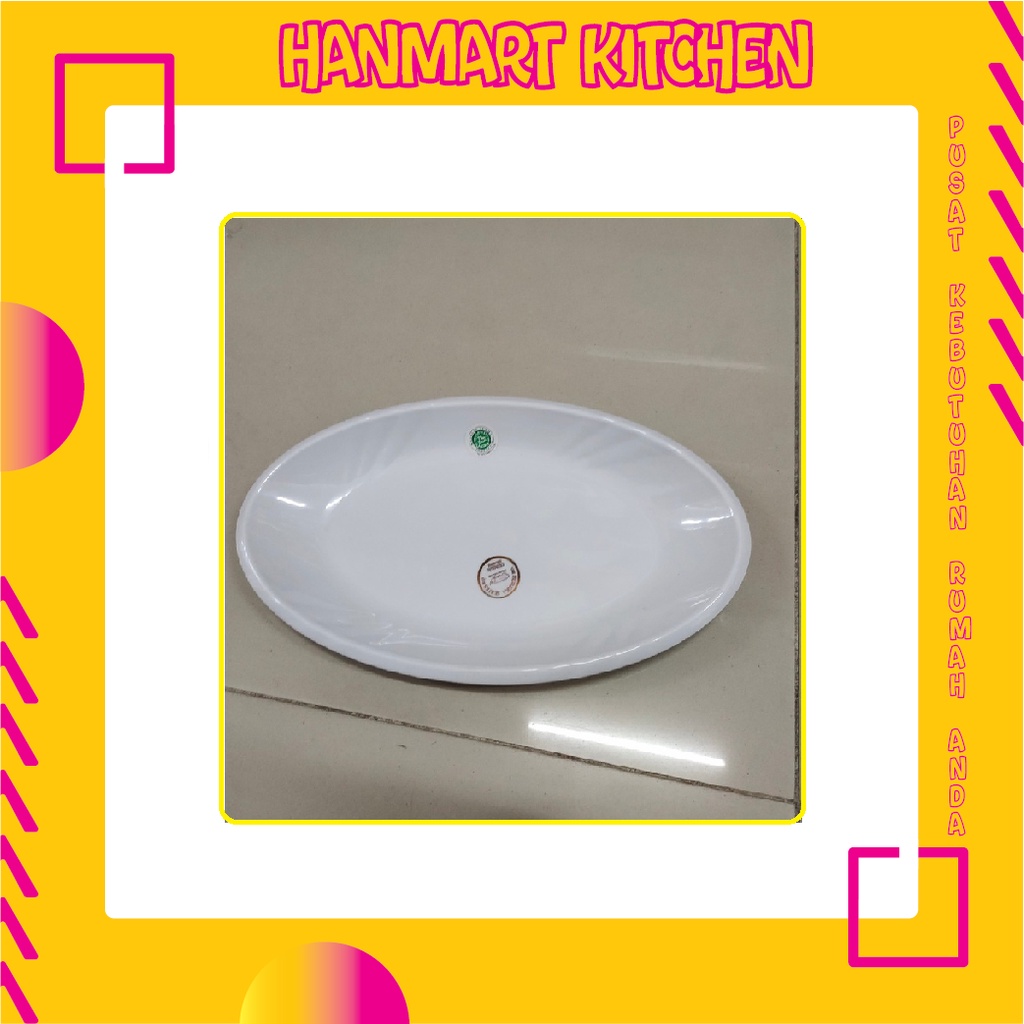 Piring oval relief 14" putih horeka golden dragon