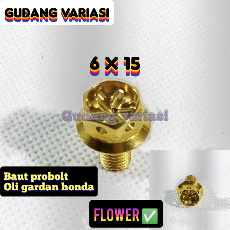 baut Tutup oli gardan probolt GOLD Honda 6 X 15 Beat Scoopy Vario