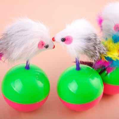 MAINAN KUCING BOLA KARET TIKUS GOYANG KUCING ANJING RATTLE PET TOYS DOG CAT