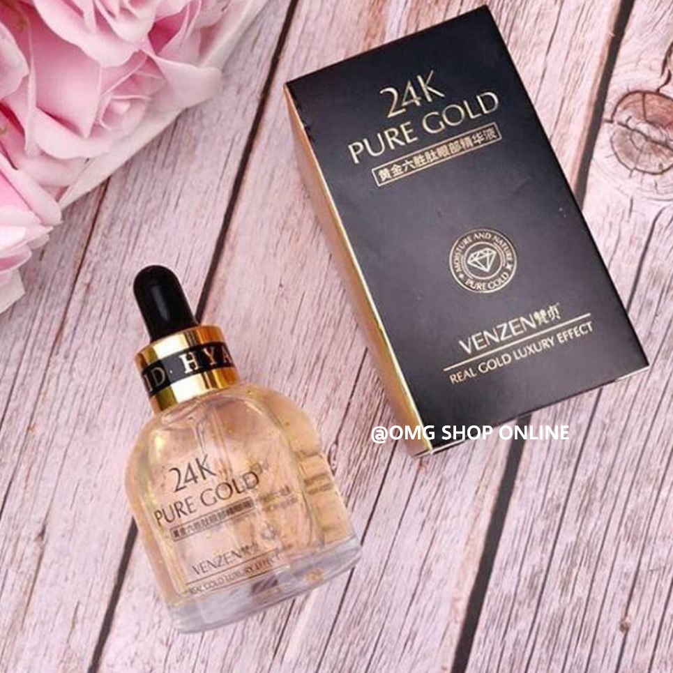 Serum Glowing Wajah Venzen 24k Pure Gold Original / Serum Pemutih Wajah Korea 99% Pure 24k Ampoule 30 ml / Serum Emas Masker Wajah Korea / Masker Organik Skincare Kosmetik Wanita Anti Flek Hitam Komedo dan Jerawat Serum Muka Emas Alami