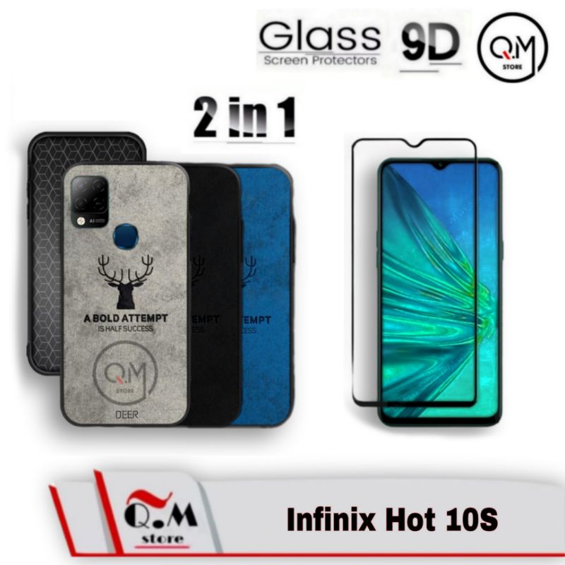 Paket 2 in1 Case Deer Infinix Hot 10S / Note 8 / Hot 10 / Hot 8 / 9 /Hot 9 Play Note 7 Note 7 Lite Zero 8