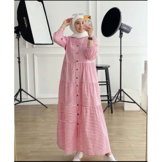 MIDI DRESS SALUR/VERTICAL / KATUN SALUR / GAMIS PANJANG SALUR / DRESS PANJANG SALUR / DRESS PANJANG 