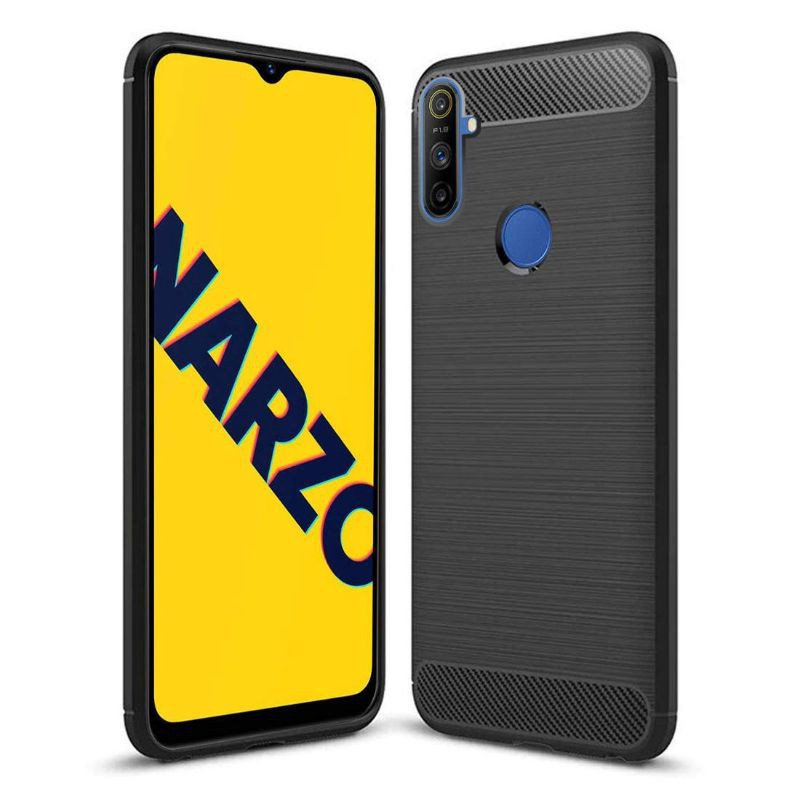 [2in1] CARBON CASE Realme NARZO 30A/20/20A/10A  casing + tempered glass full 9D + pelindung kamera