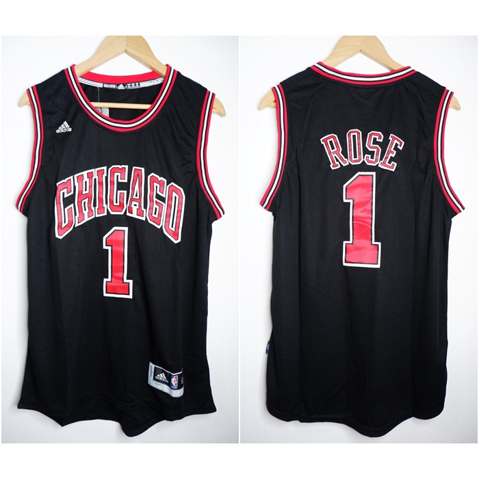 JERSEY BASKET NBA CHICAGO #1 DERRICK ROSE HITAM 11/12