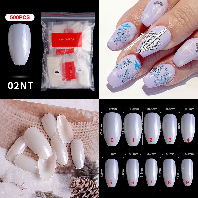 SET KUKU PALSU SATUAN bening dan putih 500 pcs / Fake Nails Acrylic set / nail art DIY