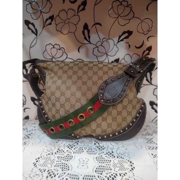 tas seken selempang wanita gucci pelham studded second branded sling bag preloved