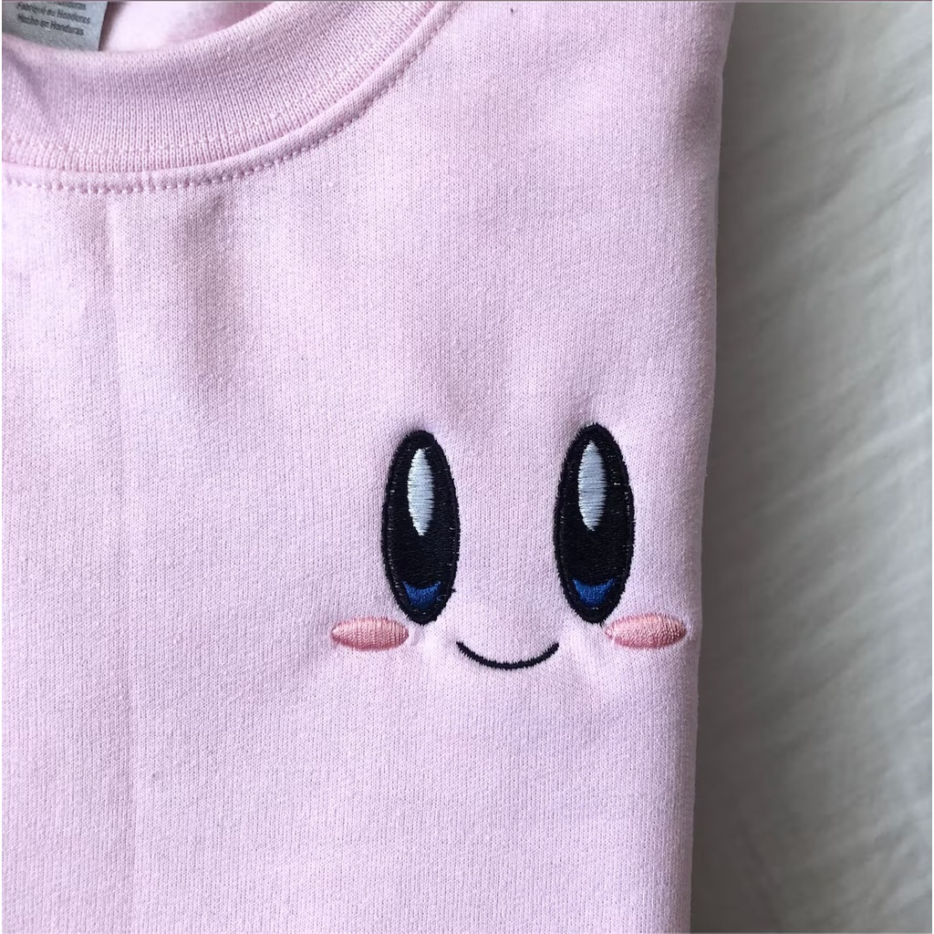 Crewneck Kirby Face Cute Embroidery Premium Unisex