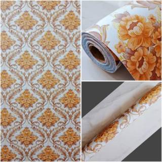 Wallpaper Stiker Dinding Motif Batik Bunga Orange Shopee Indonesia