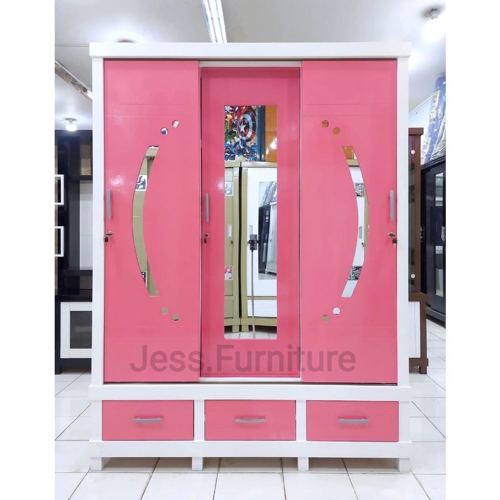 Lemari baju pakaian 3Pintu , Lemari baju gamis 3 pintu , Lemari Pakaian 3Pintu geser , Lemari pakaia