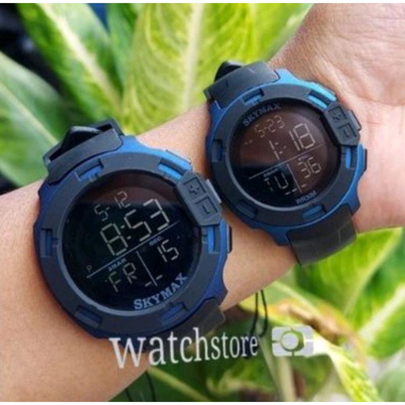 Jam Netizen Jam Tangan Skymax Jam Tangan Pria Tahan Air Menyelam Jam Tangan Couple Sepasang Free Baterai Box Analog Baterai Jam Tangan Waterproof-Biru wanita