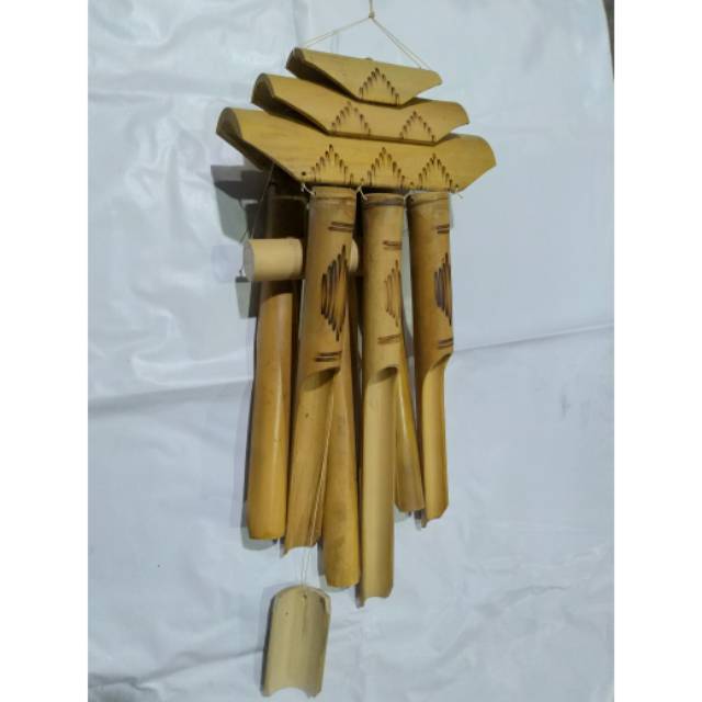 (BISA COD) LONCENG ANGIN BAMBU MODEL TUMPUK UKURAN 55x20x5 cm - GENTA ANGIN WIND CHIME - DEKORASI