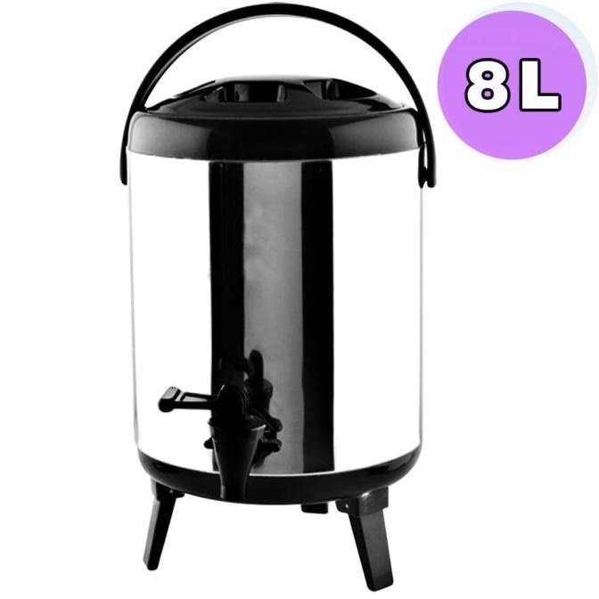 Water Jug Milk Tea Bucket Stainless Steel 8L - Drink Jar - Silver
