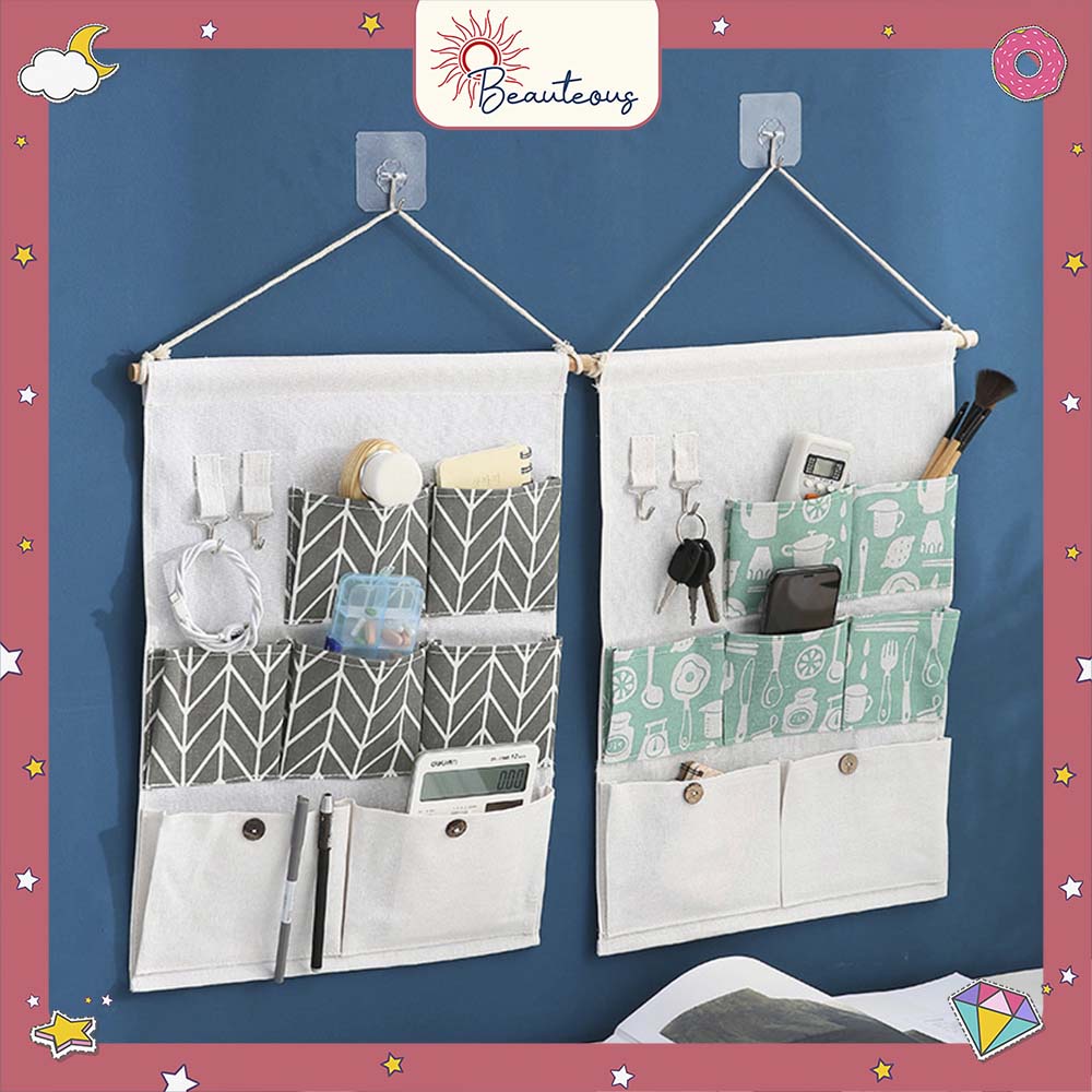 Pouch Gantung Sekat 3 7 Rak Gantung Hiasan Dinding Storage Bag Korea Hanging Organizer