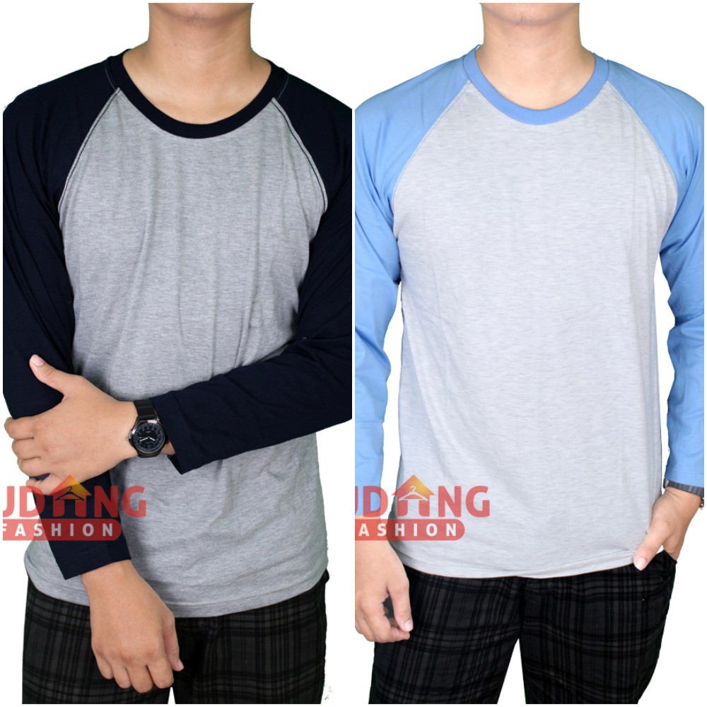 Kaos Raglan Panjang Polos Pria - Oneck / Basic Tshirt Oneck Cotton Combed - PLS (COMB)