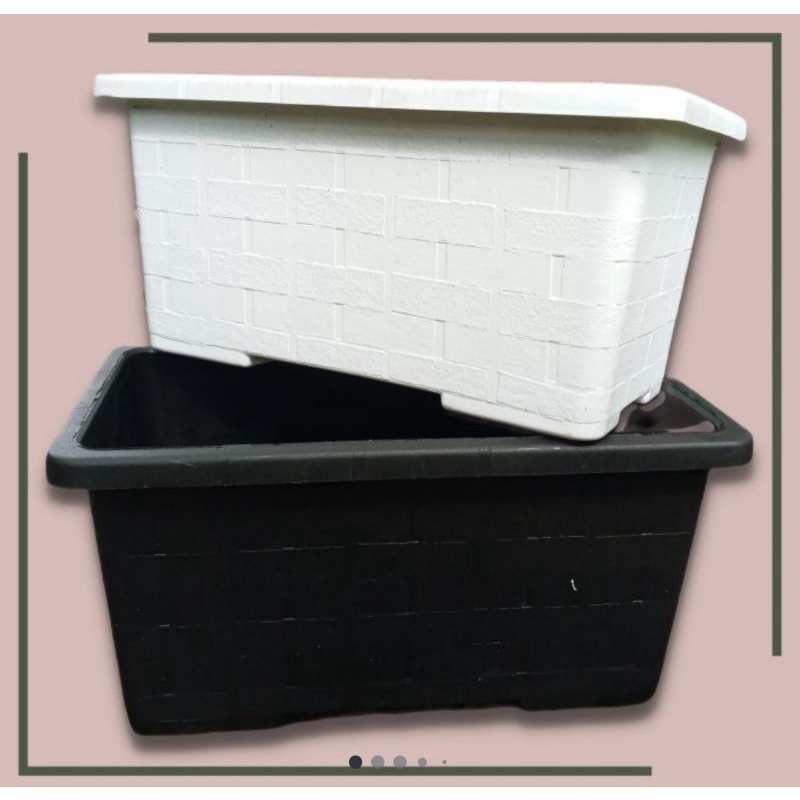 Pot panjang bata M,pot kotak 25 cm pot panjang motif bata -putih