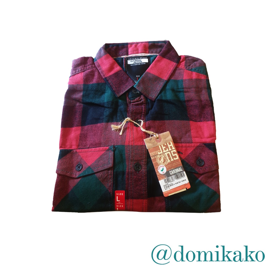 Kemeja pria kotak kotak FLANEL cardinal MERAH (L)
