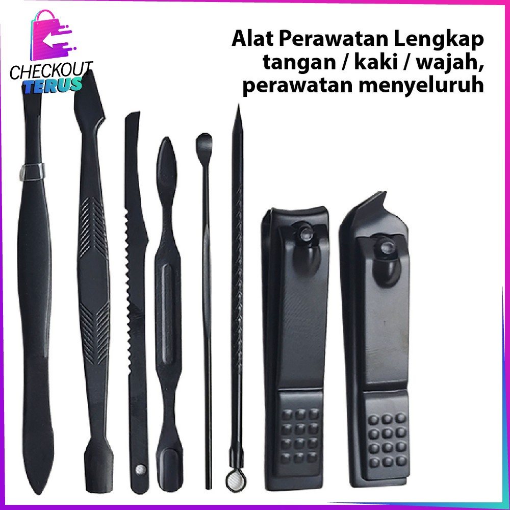 CT K111 Alat Menicure Pedicure Set 12 Pcs Perawatan Kuku Bahan Stainless Steel Set Gunting Kuku Dan Pinset Free Pouch