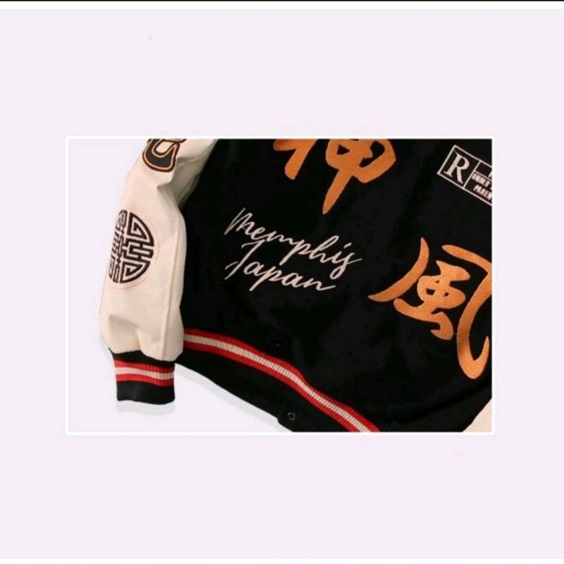 MEMPHIS ORIGIN VARSITY JACKET - KAMIKAZE BLACK KREM