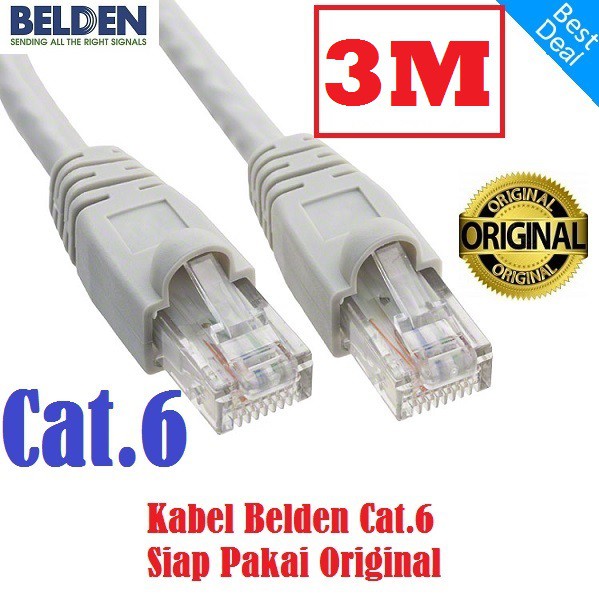 Kabel LAN UTP Belden Cat 6 3M - Cat6 Belden Original Siap Pakai 3 Meter