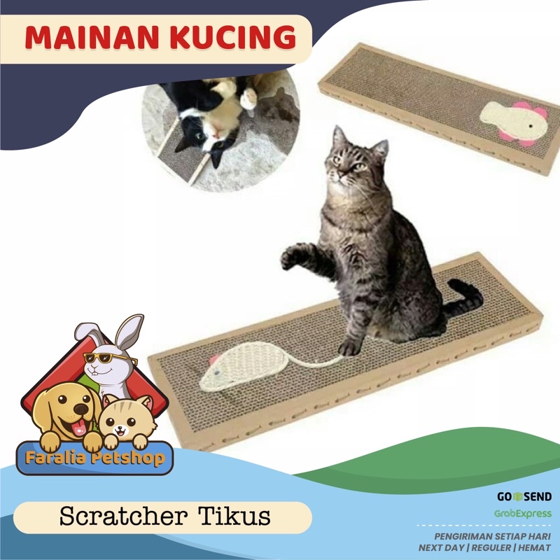 Mainan Kucing Papan Garukan Motif Tikus Scratcher Board Cat Cakaran Kitten Toy