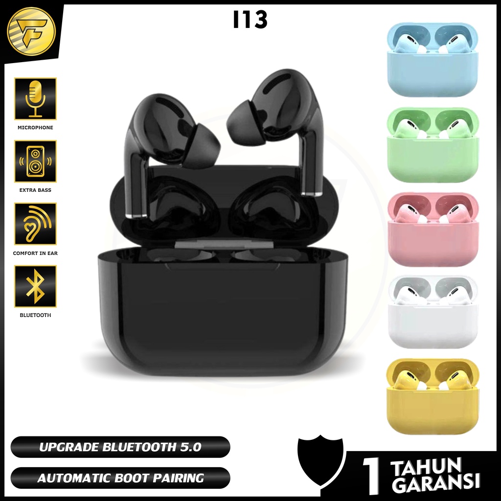 TWS i13 earphone bluetooth STEREO BASS music wireless telfon headset mic tws inpods i13 macaron color