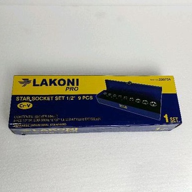 mata shock bintang set 9 pcs lakoni mata shock E kunci shok bintang drive 1/2 inchi ukuran lihat dif