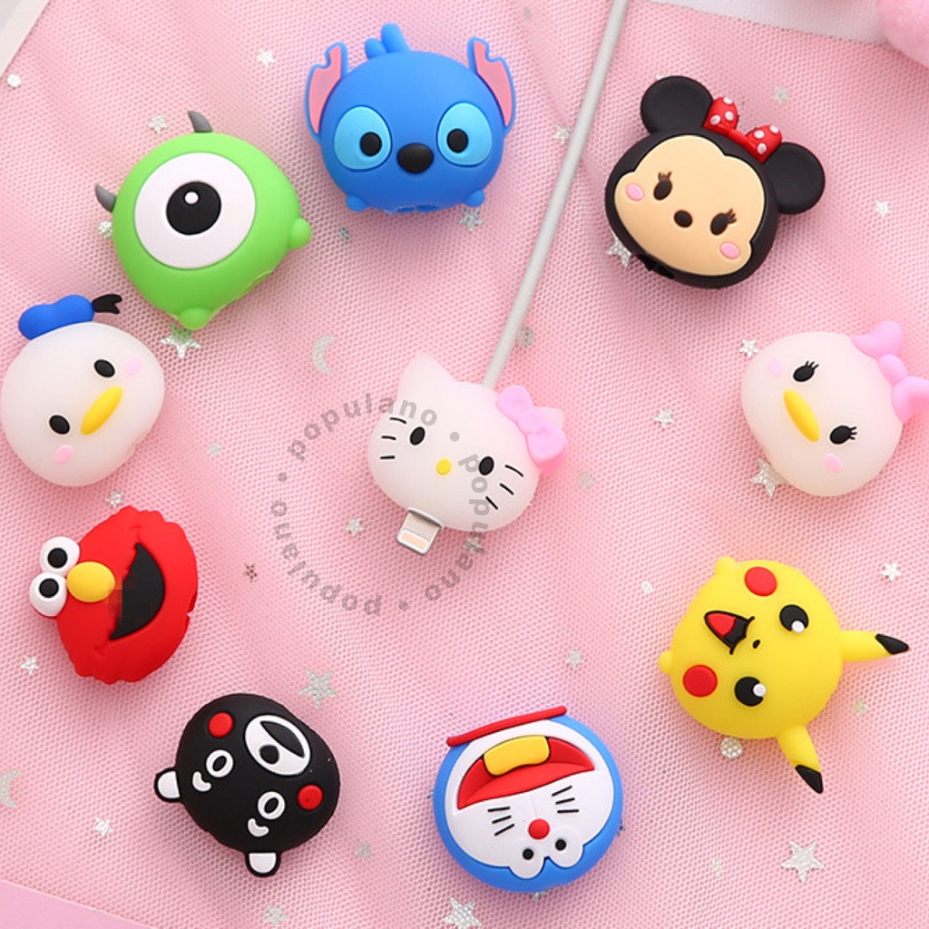 Cable Bite Korean Style Cartoon Cable Bite Cute Cable Protector Cartoons Pelindung Ujung Kabel Charger Handphone Karakter