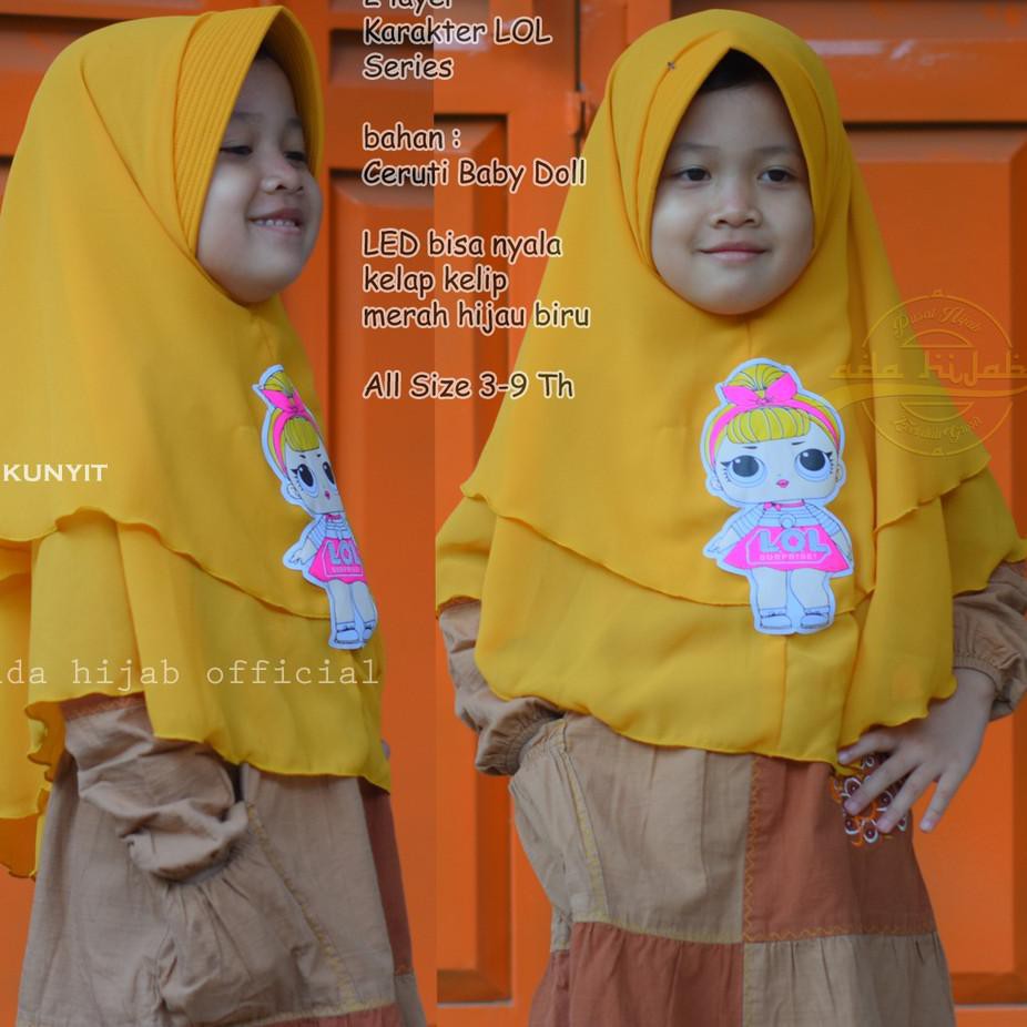 Terbaru.. Khimar KIDS led Jilbab Anak 2 Layer / Hijab Instan Bahan Ceruti / Kerudung Pet Antem