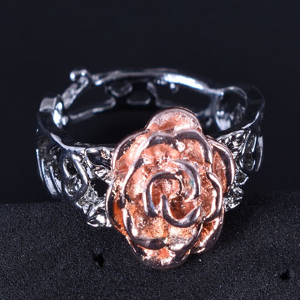 Hu Hu Hu Hu Hu Alat Bantu Pasang Kacamata♡ Cincin Wanita Model Hollow Out Bentuk Bunga Mawar Untuk Hadiah Natal / Pernikahan