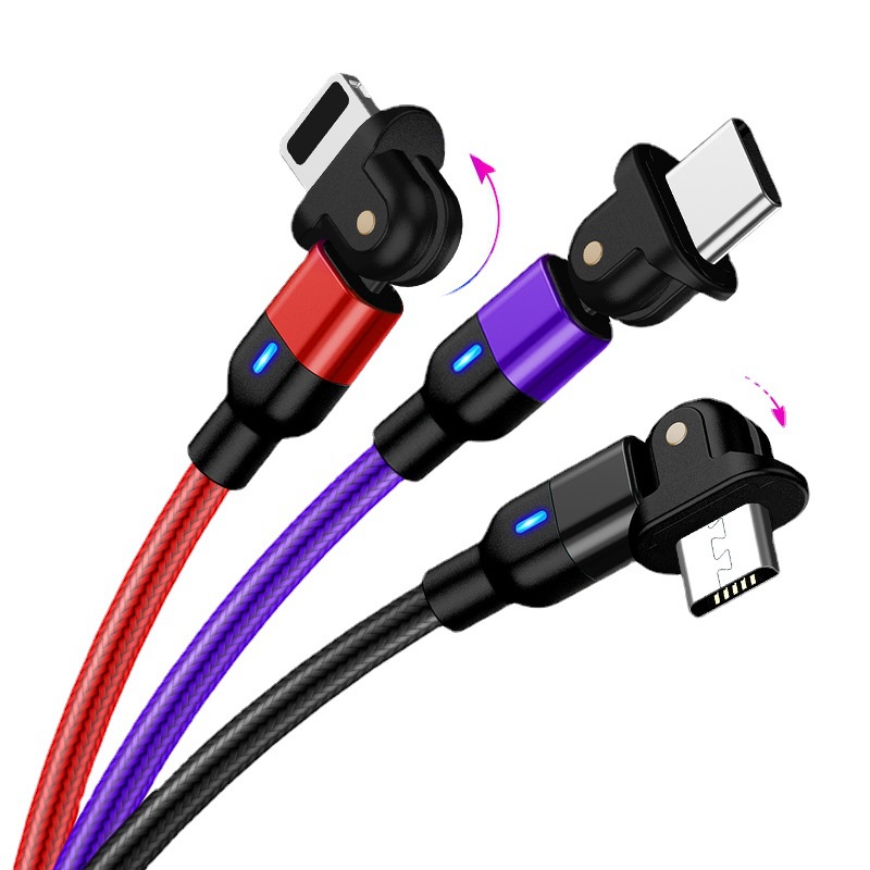 Kabel Charger Fast Charging 180 Derajat°Kabel Data / Charger Micro Usb Fast Charging Panjang 0.5 / 1m / 2m Dengan Lampu Led
