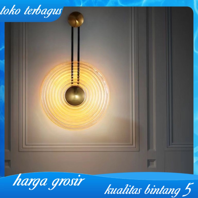 Lampu Dinding Hias Modern Minimalis Kaca Mewah Gold Premium Wall Lamp