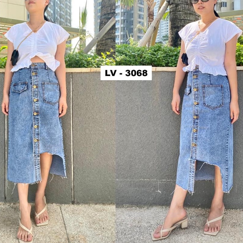 Rok jeans wanita 7/8/rok jeans ripped terbaru wanita/rok jeans sobek wanita/rok jeans terbaru/rok je