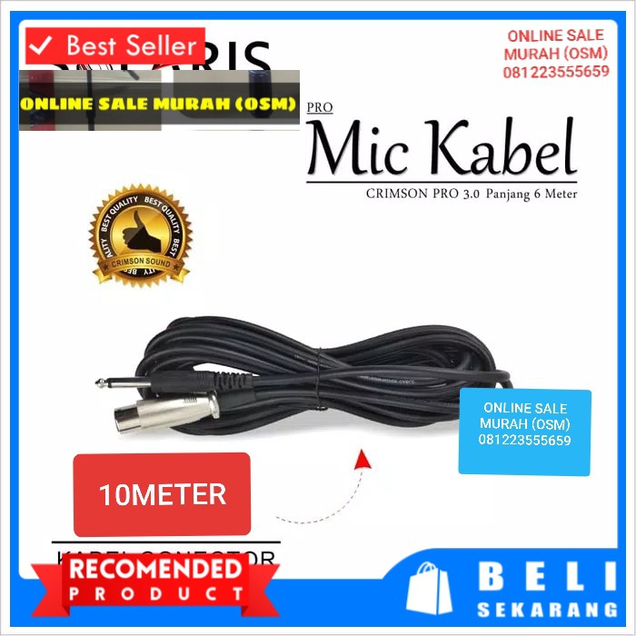 ORIGINAL Kabel microphone asli standart mikrophone cable mic ori mik dynamic meter wire tali  Spesifikasi Panjang +/- 10 meter Jack koneksi T/S male to XLR female Unbalanced Warna Hitam G625