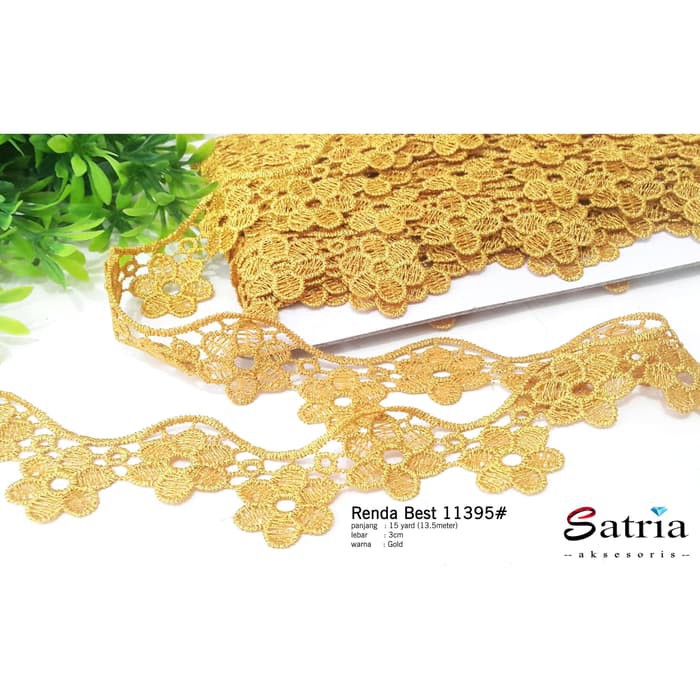 Renda Lace Bahan Renda Emas murah