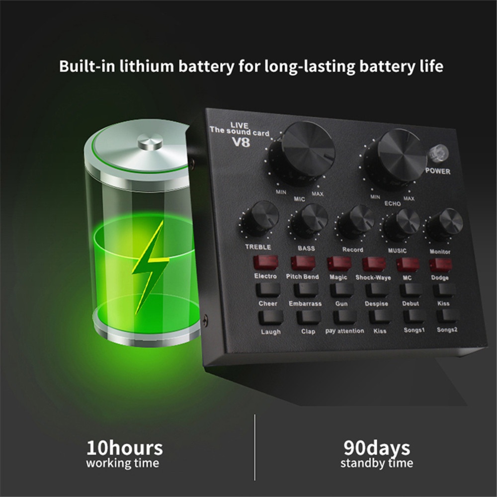 Sound Card V8 Microphone Webcast Live External Sound Card With 5.0 Personal Entertainment Streamer For Phone Computer