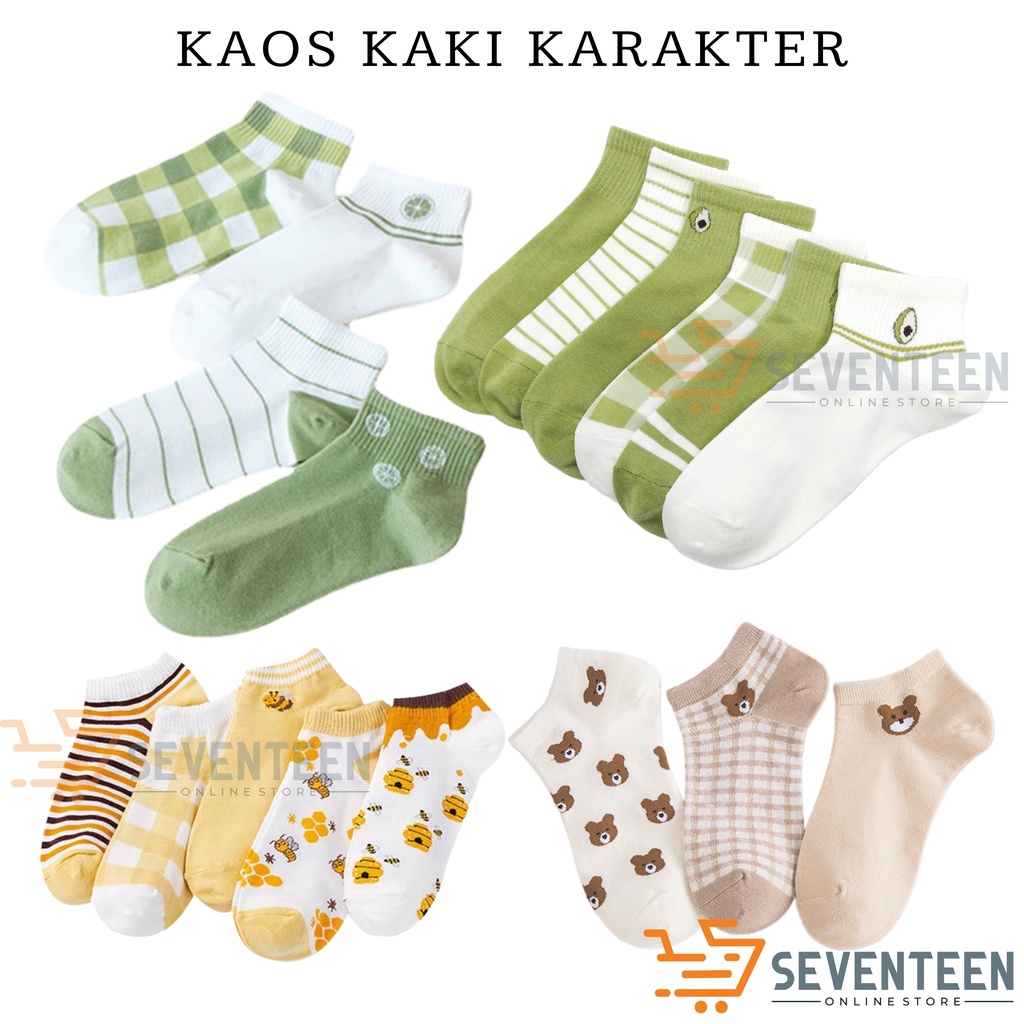 SEVENTEEN KAOS KAKI ANKLE CUTE KAOS KAKI PENDEK POLOS MOTIF SEMATA KAKI IMPORT KAOS KAKI MOTIF KARAKTER KAUS KAKI KOREA STYLE KAOS KAKI BERUANG