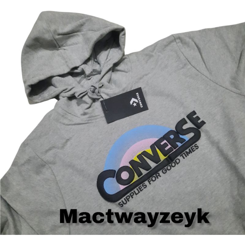Converse Men's Classic Script Pullover Hoodie Grey