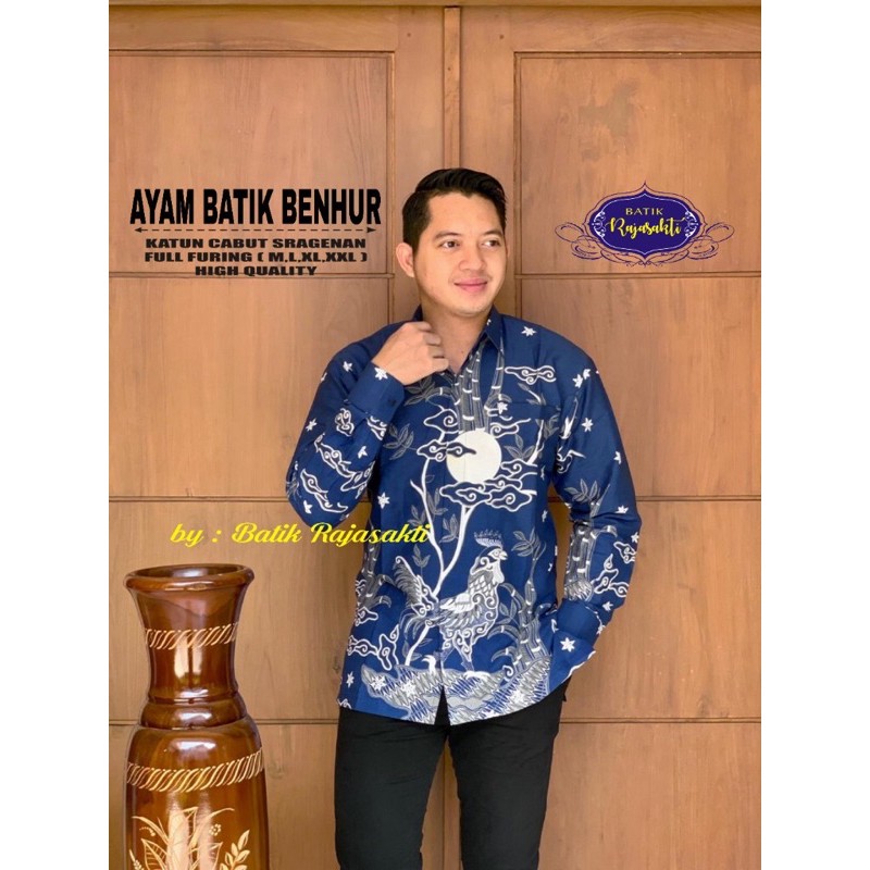 KEMEJA AYAM BATIK BENHUR FULL FURING KATUN HALUS SRAGENAN SIZE M-XXL ASLI SOLO